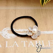 【SJ】高雅珍珠水鑽花花造型髮束-金色