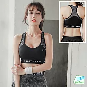 【BODYAIR嚴選】數碼高包覆運動內衣(健身.瑜珈.慢跑.運動BRA) L 黑