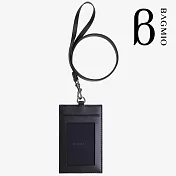 BAGMIO authentic 系列牛皮3卡直式證件套(附皮背帶)-墨黑