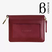 BAGMIO vigor 系列牛皮雙卡鑰匙零錢包-酒紅