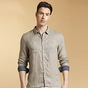 【ST.MALO】現代剪裁100%亞麻襯衫-1805MS-M亞麻灰