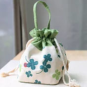 多功能幸運草抽繩包‧可當手搖飲提袋‧化妝包等功能抽繩包‧清新綠