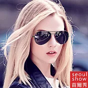 seoul show首爾秀 彈簧腳金屬框雷朋偏光太陽眼鏡UV400墨鏡 A103槍灰框黑灰片