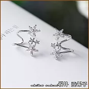 『坂井.亞希子』s925銀針甜美花朵鑲鑽弧形耳環 -白金色