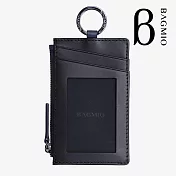 BAGMIO duet 系列牛皮雙卡雙色鑰匙零錢包-黑藍
