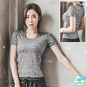 【BODYAIR嚴選】彈力反光腰線顯瘦上衣(運動.瑜珈.慢跑)M 灰
