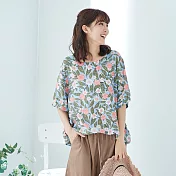 【慢。生活】花朵滿開口袋上衣-F 9838-4　FREE淺藍