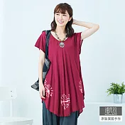 【潘克拉】圈圈拔染中長款上衣-F TM964　FREE深紅