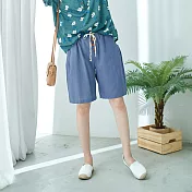 【慢。生活】綁帶寬鬆口袋短褲-F 1902　FREE淺藍