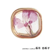 『坂井.亞希子』立體透明精緻氣質花朵開口戒 -方形紅色