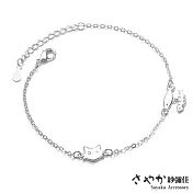 【Sayaka紗彌佳】童趣鑲鑽貓咪與魚銀手鍊