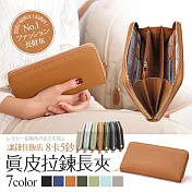 CHENSON真皮 讓錢住飯店8卡5鈔拉鍊長夾 (W00528-N)駝色