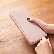 CHENSON真皮 讓錢住飯店8卡5鈔拉鍊長夾 (W00528-U)豆沙紫