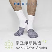 【 PULO 】穿立淨除臭耐磨休閒短筒襪白-L