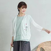 【慢。生活】刺繡縷空冰絲針織衫-F 1846-1　FREE杏色