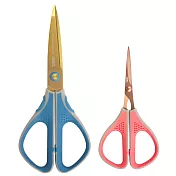 【職人精工剪】鈦金屬剪刀2入組-4.5＂ (粉紅)+7＂ (藍)