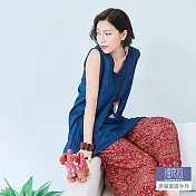 【潘克拉】雙層交叉V領背心-F TM972　FREE深藍