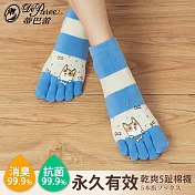 蒂巴蕾 知足嚴選 消臭抗菌乾爽5趾棉襪-柯基-天空藍