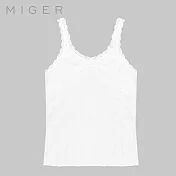 [MIGER密格內衣]蕾絲邊網眼細肩帶背心-台灣製- (編號：3676)F白色