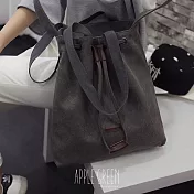 Apple Green 日系簡約2way帆布包(灰)