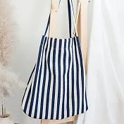 AmaZing 出行百搭人字紋直條環保購物袋 (3色任選)藍色