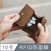 比利時 GARZINI 翻轉皮夾/零錢袋款/深棕色