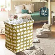 【收納職人】北歐童話棉麻方型束口折疊收納籃/洗衣籃/髒衣籃 -綠底小刺蝟