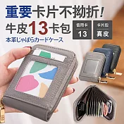 CHENSON 真皮男用 一手握13張信用卡收納包 灰(W00992-2)