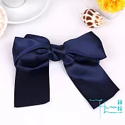 韓版頭飾 多層緞帶 超大蝴蝶結 髮夾頂夾劉海夾盤發髮飾藏青