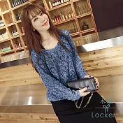 【Lockers 木櫃】純色背心長裙寬鬆蝙蝠袖針織長袖罩衫(背心裙+罩衫)藏青色