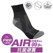 瑪榭 AIR抗菌除臭 避震1/2長運動襪(22~24cm)M黑灰