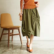 【慢。生活】彈性造型花苞長裙 30333 FREE綠色