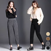 【MsMore】韓國時尚都會修身燈芯绒鬆緊腰頭老爺褲*#103100L黑