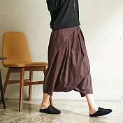 【慢。生活】斜擋片棉料飛鼠褲 30350　FREE咖啡色