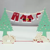 3D立體紙雕卡片‧耶誕快樂‧洗乾淨開工去‧紅底