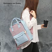 Q-ME 學院經典│極簡莫蘭迪色‧藍│紫後背包(防潑水面料)