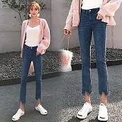 【NUMI】森-高腰微喇叭牛仔褲-藍色-52075-(S-2XL可選)M藍色