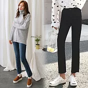 【NUMI】森-純色高腰微喇叭牛仔褲-共2色-52077-(S-2XL可選)L黑色