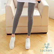 【Lockers 木櫃】 莫代爾時尚大碼純棉九分打底褲深灰