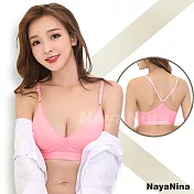 【Naya Nina】率性自在美背無鋼圈運動BRA內衣M粉色