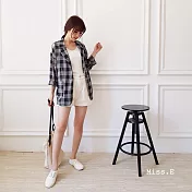 【Miss E】格紋薄棉小外套（附內搭）40004118_F黑格紋