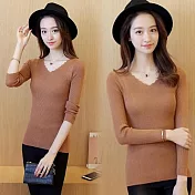 【NUMI】森-純色修身花瓣領上衣-共6色-52082-(F可選)F卡其