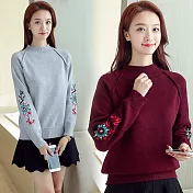 【NUMI】森-純色刺繡針織毛衣-共5色-52061-(F可選)F灰色