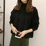 【NUMI】森-純色套頭毛邊造型毛衣-共5色-52064-(F可選)F黑色