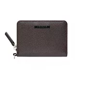 MONDAINE 瑞士國鐵十字紋牛皮卡片零錢包 (附頸繩) -咖啡