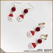 『坂井．亞希子』耶誕系列彩繪滴油聖誕老公公毛球造型耳環 -耳夾款