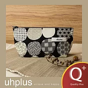 uhplus Q-plus寬底筆袋-円和柄(黑)