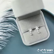 【Sayaka紗彌佳】純銀雪花造型垂墜圓珠耳環