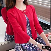 【Jilli~ko】純色小披肩空調針織外套 J6213　FREE紅色