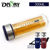 【OMORY】BL-218雙層玻璃杯300ml(附杯套)-藍色